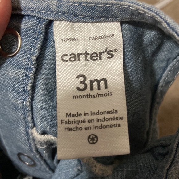 Carter’s Light Chambray Sundress with Flowers and Diaper Cover - Picture 6 of 6